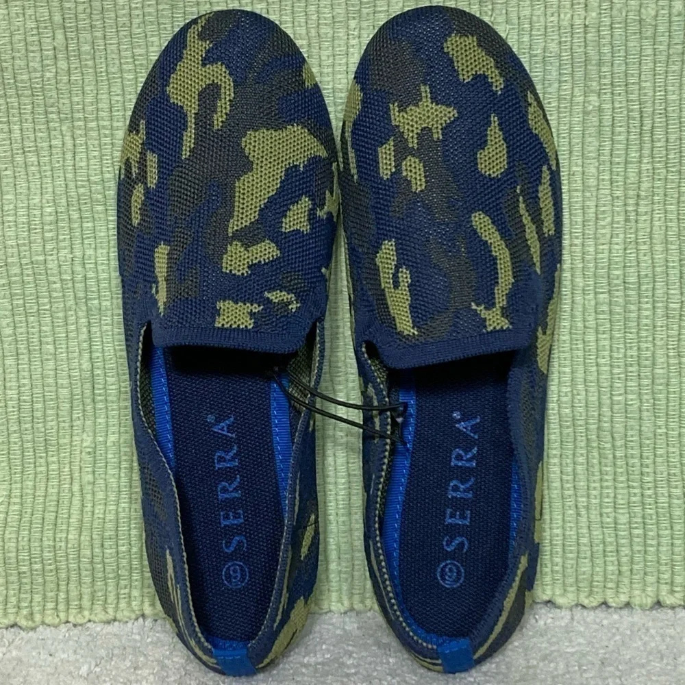 Serra Womens Green/Blue RoundToe Slip On Casual Washable Shoes SZ US 9 NWOT